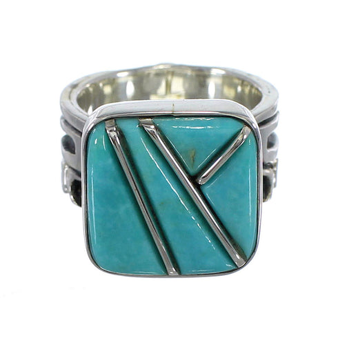 Turquoise Southwest Silver Jewelry Ring Size 6-1/2 AX55624
